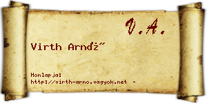 Virth Arnó névjegykártya
